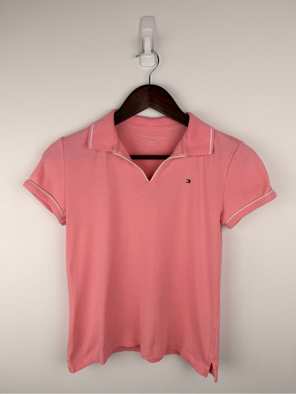 Tommy Hilfiger Pink Short Sleeve Polo Shirt Women’s Petite Small Preppy